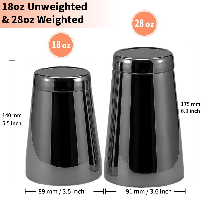 SuproBarware Stainless Steel Cocktail Shaker 2 Piece 18oz Unweighted & 28oz Weighted Professional Bartender Boston Shaker Drink Mixer for Bartending Essential Bar Tools - BLACK - Image 2